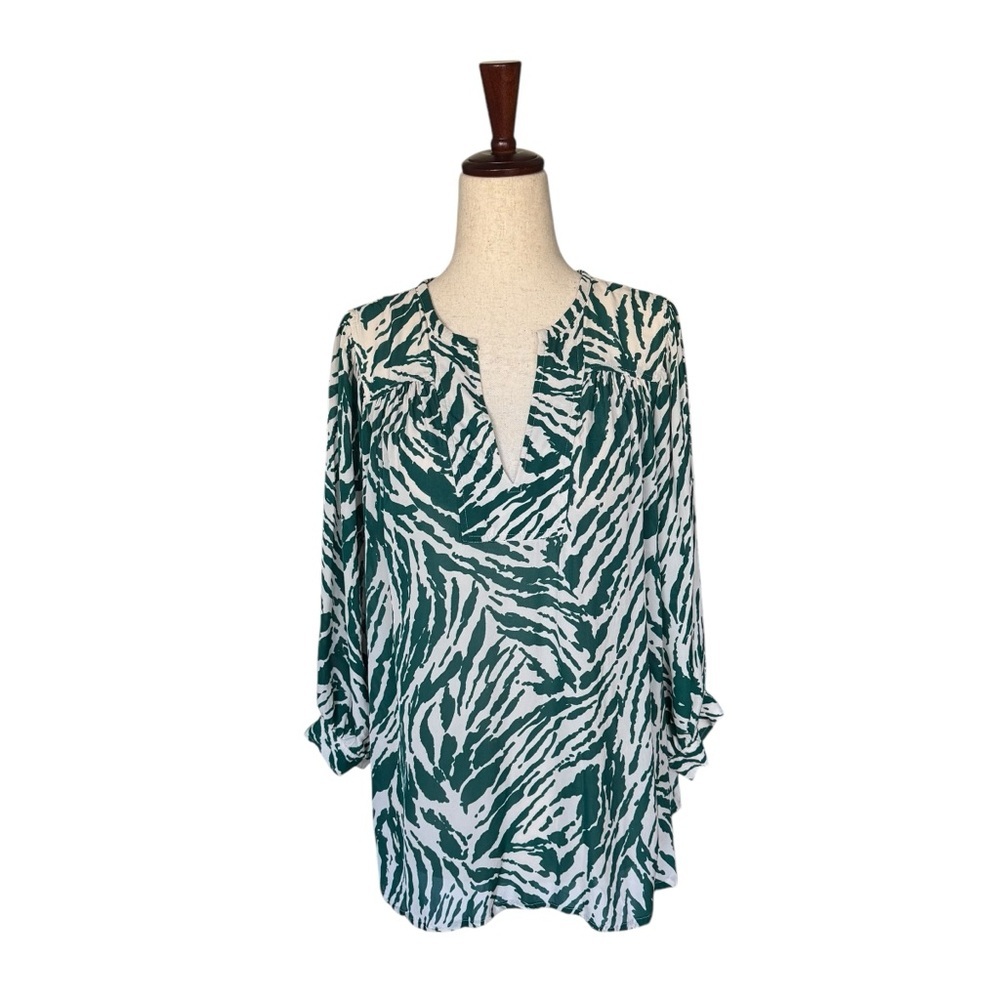 BA&SH Vidris Green White Lady Top Blouse Zebra Print Small - Picture 4 of 11